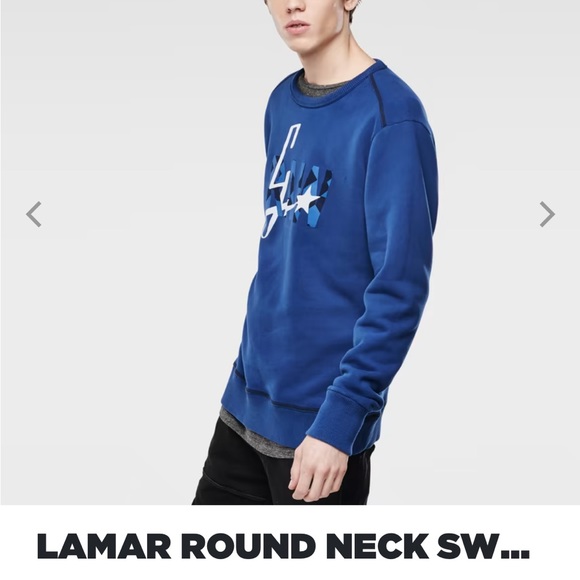 G-star Raw blue pullover sweater/sweatshirt features a layered crewneck sz XL - Picture 3 of 7